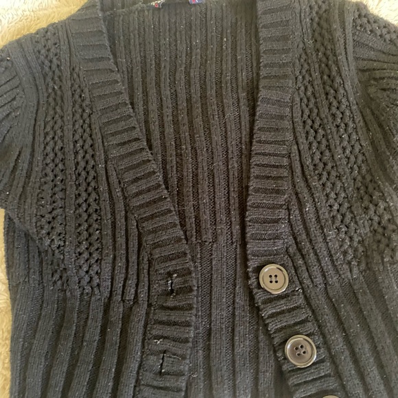 cropped black knit button up cardigan - Picture 2 of 3
